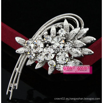 Broche elegante de la joyería del rhinestone de la flor de la crescent